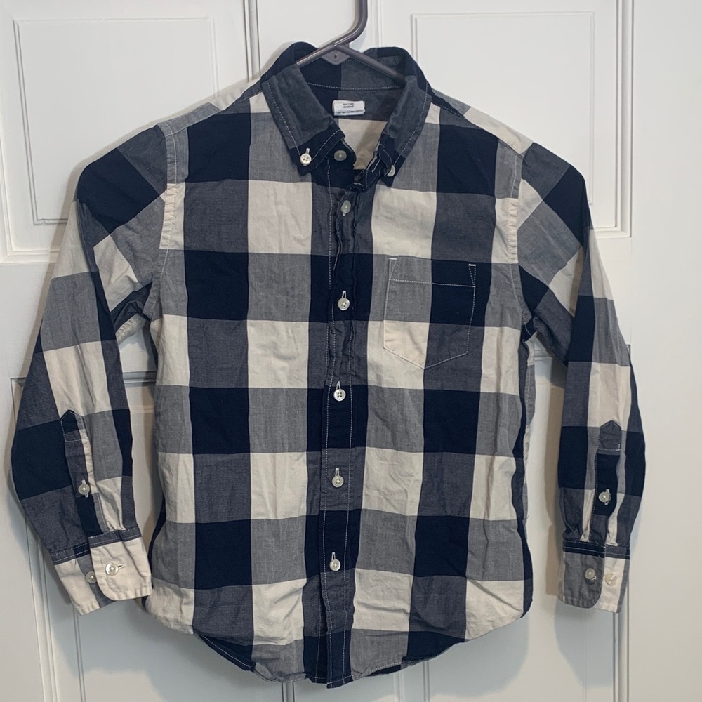 Crewcuts Navy and White Plaid Kids Button Down Shirt